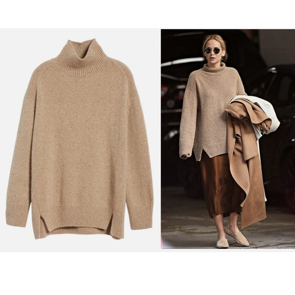 Vince Double Slit Fluffy Alpaca Blend Mock Neck/ Turtleneck Sweater size XL
